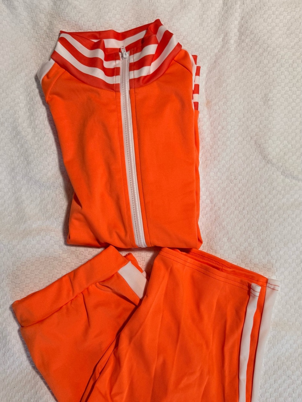 Orange Athletic Track Jacket & shorts Set with White Trim